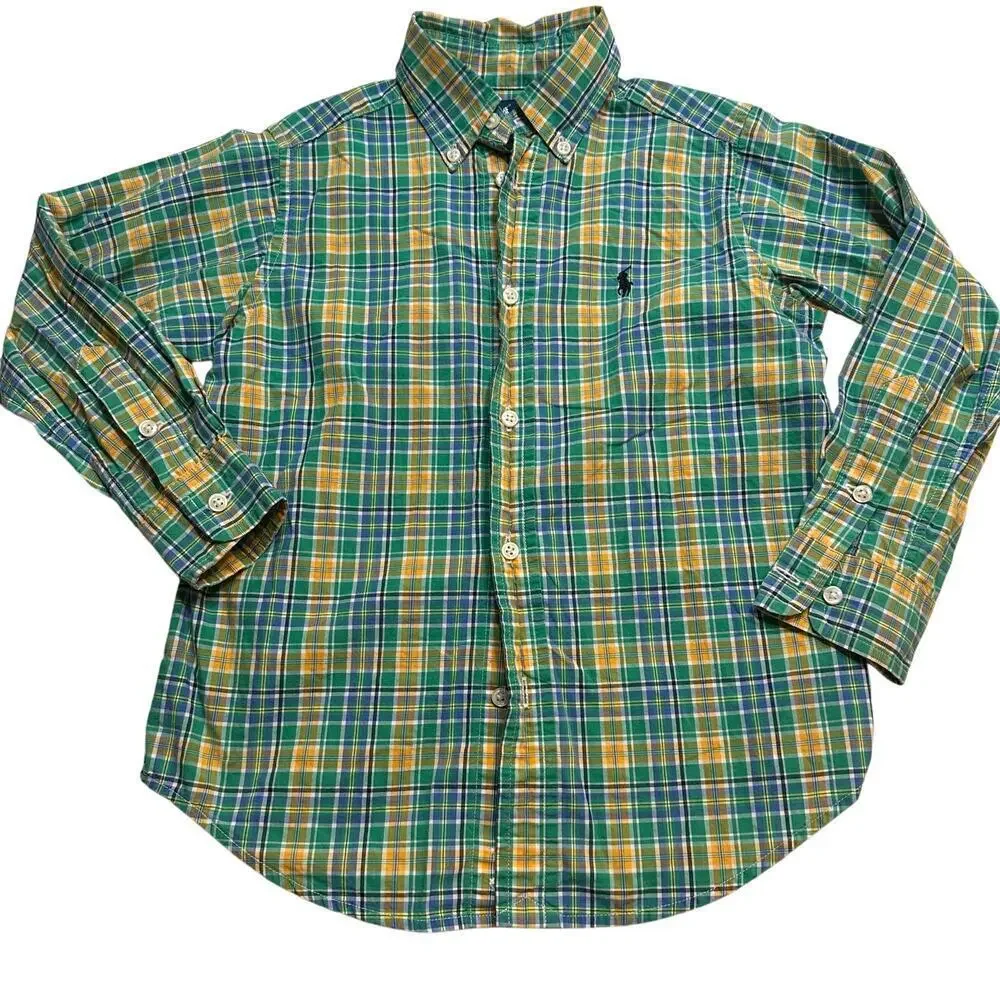 Ralph Lauren Green Plaid Oxford Shirt sz 5 Button Down Shirt
